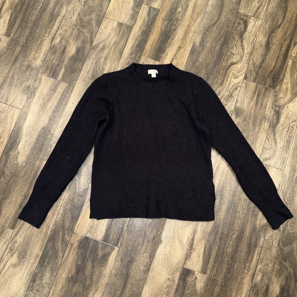 J.CREW Wool Blend Extra-Soft Crewneck Pullover Sweater Black Women's Size S‎